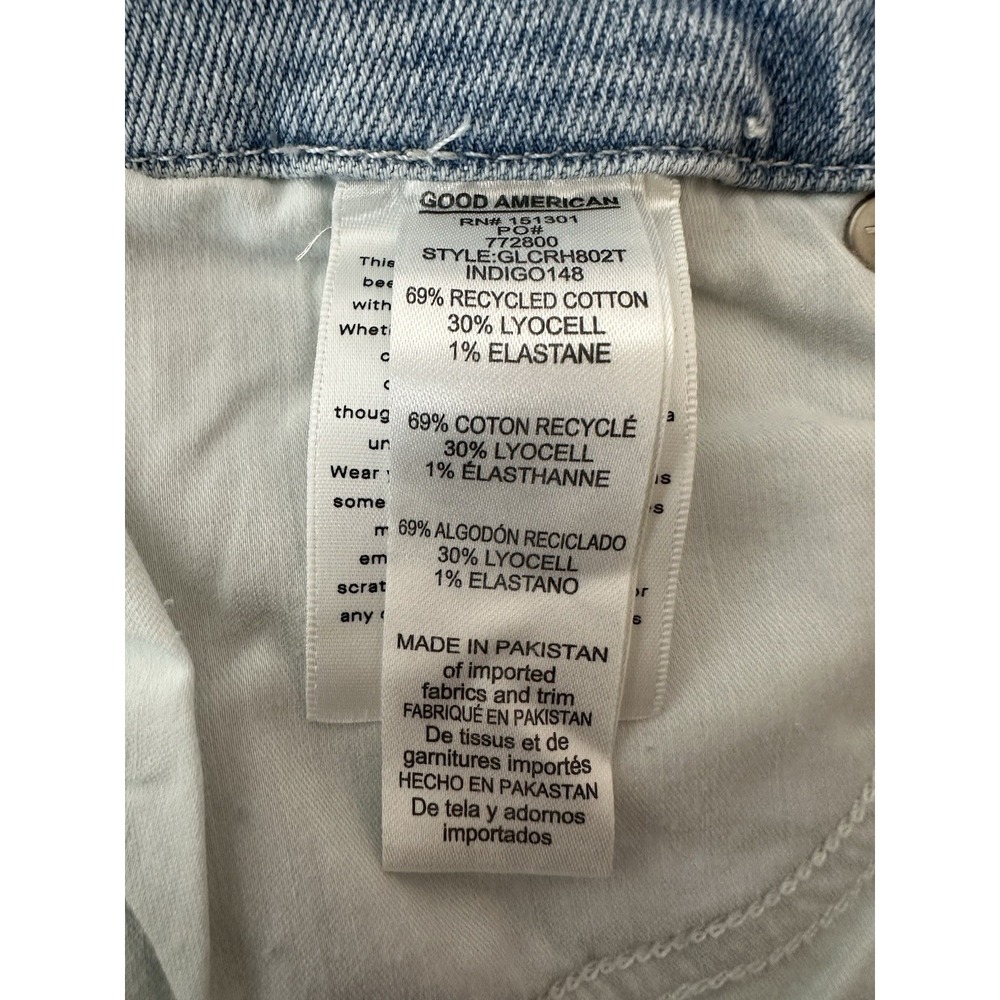 New Good American Jeans GOOD LEGS CROPPED Women's Size 18 Plus Blue Distressed - Picture 4 of 11